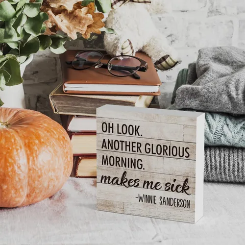 Vista 5 de Letrero rústico de madera de Halloween para otoño, lindo letrero decorativo de madera para pared, escritorio, decoración de baño, 5 x 5 pulgadas