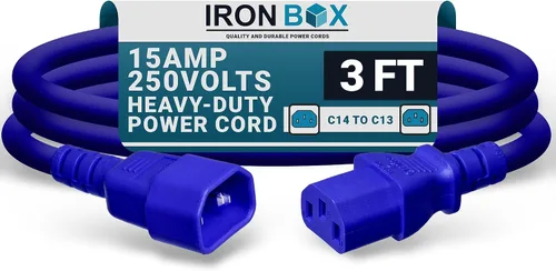 Vista 39 de IronBox Electric - Cable de Alimentación C14 a C13 de Servicio Pesado, 15A, 250V, Cable de Extensión para Computadora 14/3 AWG - Cables