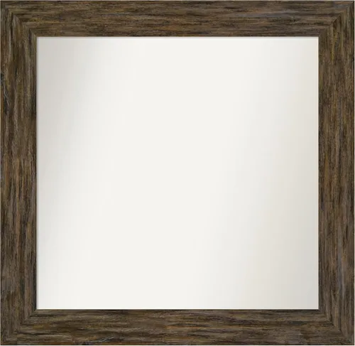 Vista 124 de Amanti Art Espejo personalizado, espejo de baño marrón Fencepost, espejo de pared o espejo de tocador de baño sobre el fregadero (27 x 27 pulgadas)