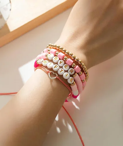 Vista 3 de DEXKWEN Taylor Lover Swifitie Superstar Fearless - Pulsera para borrar música, verano, playa, bohemio, juego de pulseras multicolor para mujeres