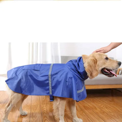 Vista 2 de NACOCO - Impermeable ajustable para perros, poncho a prueba de agua, ropa ligera para lluvia con capucha y tira reflejante, m, Azul