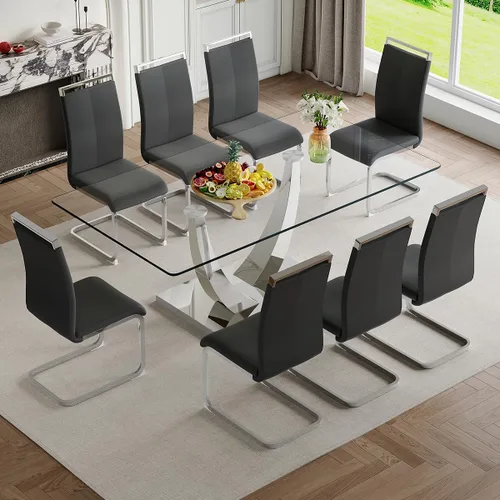 Vista 33 de Mesa de comedor moderna para mesa de comedor de mármol sintético de 4/6, 63 pulgadas, mesa de cocina rectangular, mesa de cocina y comedor de fácil