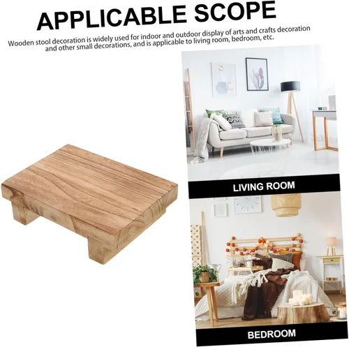 Vista 4 de Tofficu Elevador de madera para encimera de cocina, taburetes pequeños para decoración taburete de pie para sala de estar