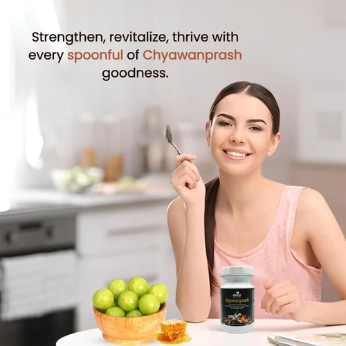 Vista 4 de AKSHAR Ayurveda Chyawanprash orgánico (17.6 oz / 500 g) - Mezcla de hierbas ayurvédicas puras con Ashwagandha orgánica, amla