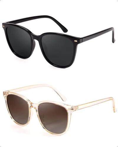 Vista 37 de FIMILU Paquete de 2 lentes de sol polarizados para mujer, lentes de protección UV400, montura grande, lentes de moda, elegantes