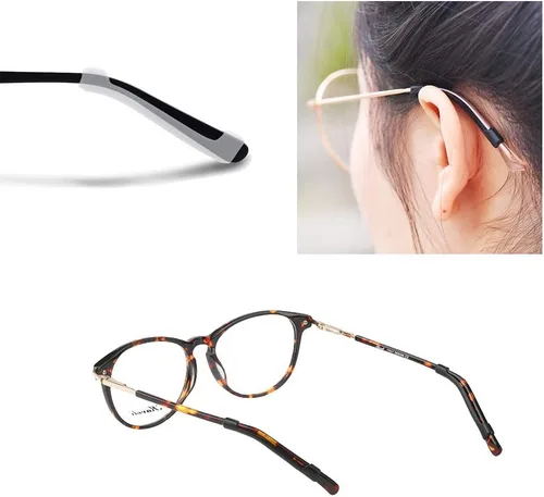 Vista 2 de Retenedor de lentes con punta de patilla para niños y adultos, soporte antideslizante de silicona para lentes con gancho para las orejas, 12 pares