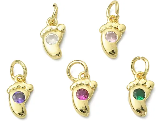 Vista 7 de LiQunSweet 20 piezas de micro pavé de circonitas cúbicas para bebé, diseño de huellas, para hacer joyas de ducha