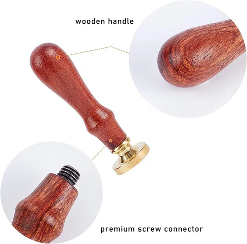 Vista 5 de CRASPIRE Sello de cera de hongo vintage con mango de madera, cabeza de latón extraíble retro para invitaciones de boda, sobres de Navidad, Acción
