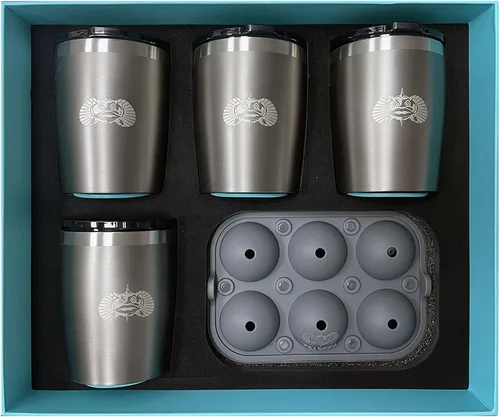 Vista 9 de Toadfish Paquete de 2 vasos de acero inoxidable con aislamiento de doble pared de 10 onzas sin vuelco, con bandeja para bolas de hielo y tapa fácil