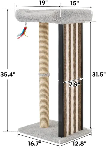 Vista 7 de Veehoo Poste Rascador de Gatos de 35" de Altura para Gatos de Interior Adultos, Almohadilla Rascadora para Gatos Robusta con Marco de Metal