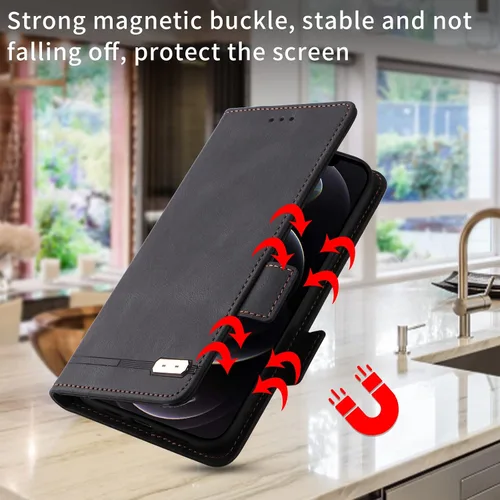 Vista 3 de Compatible con Honor X7, cubierta trasera magnética plegable de cuero con ranura para tarjeta para Honor X7