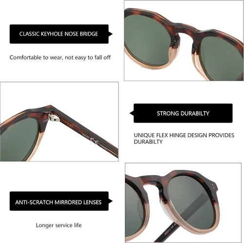 Vista 57 de ZENOTTIC Gafas de sol polarizadas redondas vintage para hombres y mujeres con protección UV400