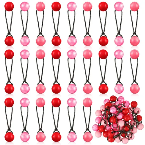 Vista 10 de Jutom - Juego de 24 lazos de burbujas para el cabello para niñas, cuentas dobles, blanco y negro 20mm Elastic Ponytail Holders, 80s 90s Retro