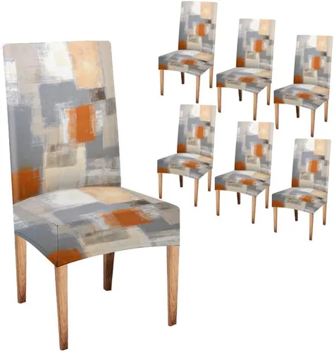 Vista 152 de TOMWISH Juego de 2 fundas para sillas de comedor, color turquesa y gris, fundas elásticas para sillas Parsons, de elastano, lavables, protectores