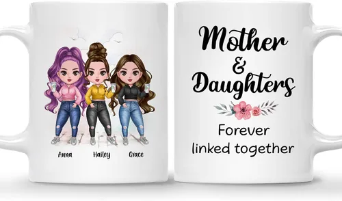 Vista 19 de Gossby Taza personalizada para madre y 1 hija, como madre como hija, regalos para madre, mejores tazas de café para madre, taza personalizada