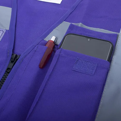 Vista 6 de TOPTIE Chaleco de seguridad de alta visibilidad de 5 bolsillos con tiras reflectantes, chaleco de uniforme de trabajo