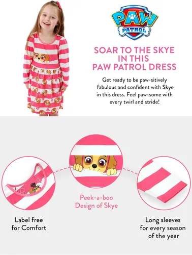 Vista 6 de PAW PATROL Vestido Vestido de verano para niñas de algodón suave Vestidos Skye Multi colorido