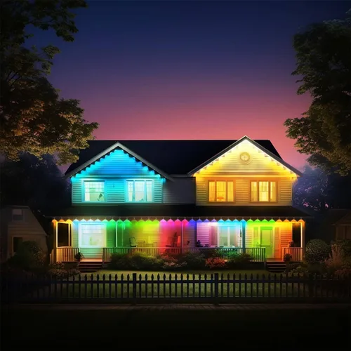 Vista 2 de Luces Permanentes para Exteriores Pro, 50 pies de luces LED RGB-IC para aleros, IP67 impermeables con aplicación inteligente y control remoto