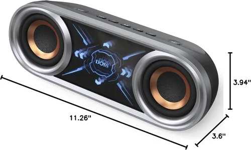Vista 10 de DOSS SoundBox Pro+ P400 Altavoz Bluetooth, sonido estéreo fuerte de 50 W, graves profundos, tiempo de reproducción de 26 horas, luces espejo