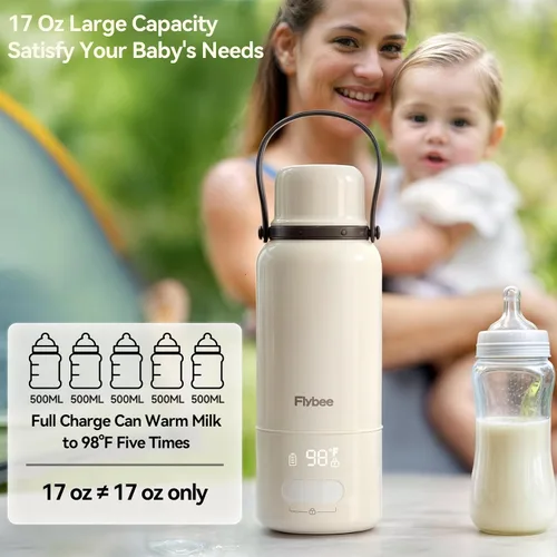 Vista 7 de Calentador de botellas portátil, 12000 mAh de larga duración, calentamiento rápido de 3 minutos para leche materna/fórmula/agua, control preciso