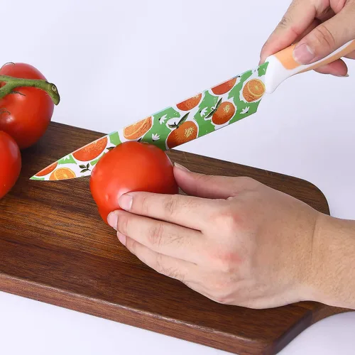Vista 2 de UPTRUST Juego de cuchillos de cocina de acero inoxidable de 10 piezas, revestimiento antiadherente con 5 cuchillas protectoras, cuchillos de frutas