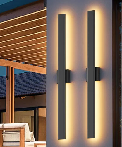 Vista 10 de Paquete de 2 lámparas LED modernas de pared de 23.6 pulgadas de largo, 18 W, impermeable, IP65, blanco cálido, 110 V, lámpara de pared rectangular