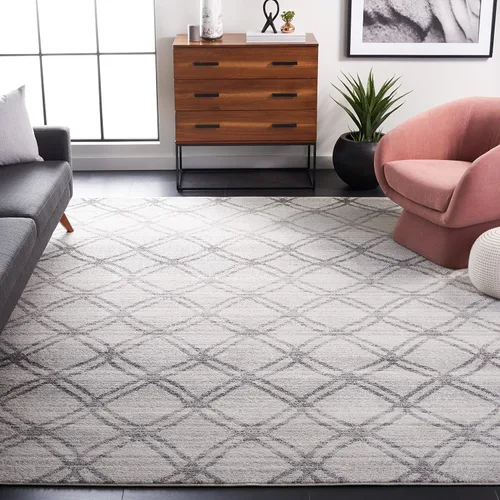 Vista 14 de SAFAVIEH Adirondack Collection - Alfombra decorativa, 2 pies 6 pulgadas x 4 pies, color plateado y carbón, diseño moderno de enrejado, no desprende