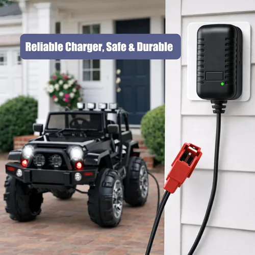 Vista 5 de Cargador de batería de juguete de 12 V, enchufe cuadrado rojo de 2 pines