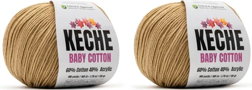 Vista 113 de Keche Hilo de Algodón, 60% Algodón 40% Hilo Acrílico, Hilo de Algodón Suave para Crochet y Tejer, Hilo Amigurumi 1 Madeja/Bola 1.76 Oz (50g) / 180