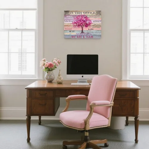 Vista 6 de Arte de pared inspirador rosa para oficina, mujeres, frases motivacionales, póster rústico de árbol de corazón, cuadros enmarcados, decoración