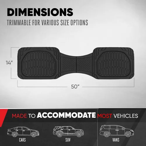 Vista 2 de Motor Trend Premium FlexTough Alfombrillas de piso traseras de goma Deep Dish, Alfombrillas de piso de ajuste universal para todo tipo de clima