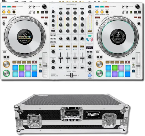 Vista 7 de Pioneer DDJ-FLX10 Controlador de DJ de 4 cubiertas (blanco) y Headliner HL10010 Funda de vuelo con plataforma para portátil