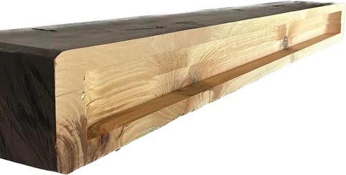 Vista 4 de J.H.Yoder Timbers 6" x 8" x 60" Viga de chimenea rústica maciza de madera de pino labrada a mano por artesanos Amish, de origen sostenible