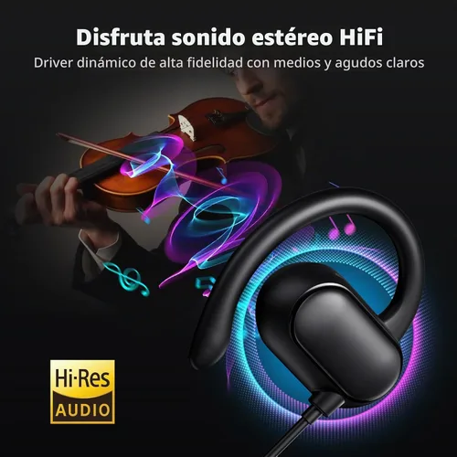 Vista 3 de Auriculares USB C con cable abiertos sobre la oreja Bud para Apple/Android