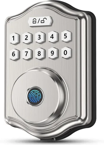 Vista 9 de 52HZ Cerradura de puerta de entrada sin llave con código, cerrojo electrónico con teclado y 2 llaves, cerraduras inteligentes para puerta principal