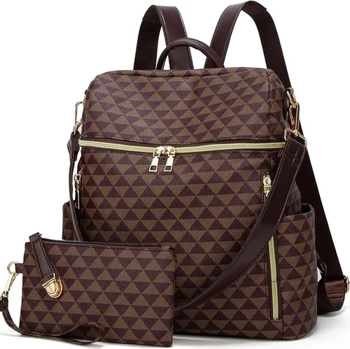 Vista 15 de Makes - Bolso tipo mochila para mujer, de piel sintética, bolso de viaje con diseño convertible a cartera, 12 pulg., Mochilas de viaje