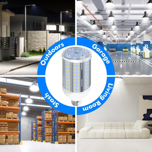Vista 7 de HJFF Bombilla LED equivalente a 500 W, 8750 lúmenes, 60 W, 6000 K, luz blanca fría E26/E27, base media, bombilla de maíz para exteriores
