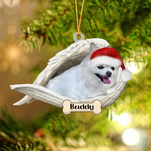Vista 36 de Afghan Hounds - Adorno de Navidad con alas de ángel durmiente, recuerdo personalizado para perros 2024, adorno de forma acrílica, regalos