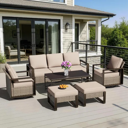 Vista 46 de Sofá de Mimbre Metálico para Patio de 75", Sofá Sillón de Ratán para Exteriores de 3 Asientos para Todo Tipo de Clima con Cojines Premium