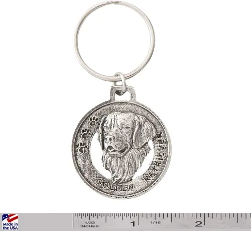 Vista 2 de Llavero de perro hecho a mano con colgante en el anillo, 100 razas diferentes, peltre antiguo, fabricado en Estados Unidos, Peltre