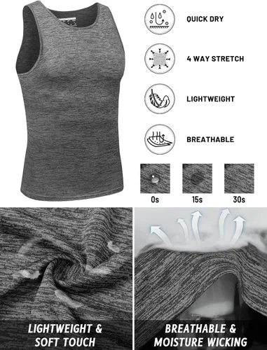 Vista 4 de TACVASEN Camisetas sin mangas para hombre de secado rápido para entrenamiento muscular atlético, gimnasio, culturismo, camiseta de rendimiento