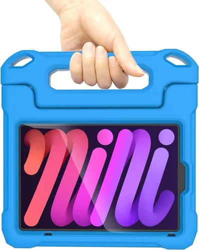 Vista 7 de Funda infantil para iPad Mini 7 (A17 Pro) 2024 y 6 (A15) 2021, 8.3 pulgadas de 6ª/7ª generación con protector de pantalla, soporte de mango a prueba