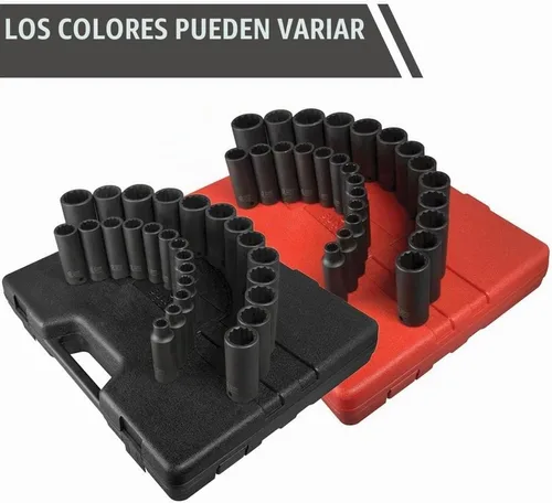 Vista 3 de SUNEX TOOLS 2827 Juego de llaves métricas de impacto profundo de 1/2 pulgadas, 12 puntos, 26 piezas