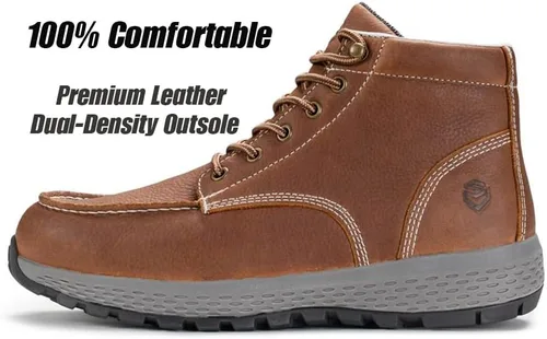Vista 9 de SUREWAY Men's Lightweight Casual Soft Toe Work Boot - Moc Toe, Men's Construction Industry Safety Wedge Work Boot/Shoe - Black, Comfort Insole