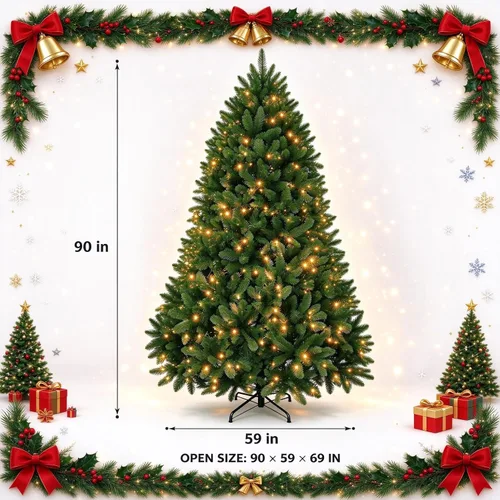 Vista 2 de Árbol de Navidad artificial preiluminado con control remoto