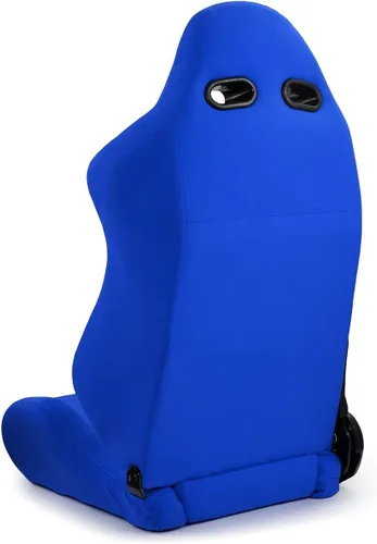Vista 4 de Par de asientos de carreras reclinables clásicos universales de tela azul liso