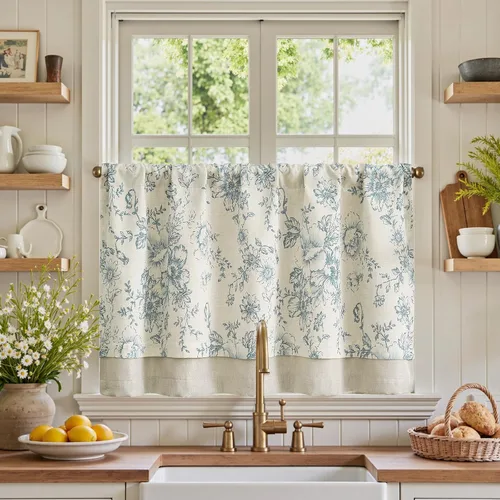 Vista 42 de Jinchan - Cortinas de lino texturizado para cocina, 24 pulgadas, natural, 2 paneles Mezcla de lino beige natural