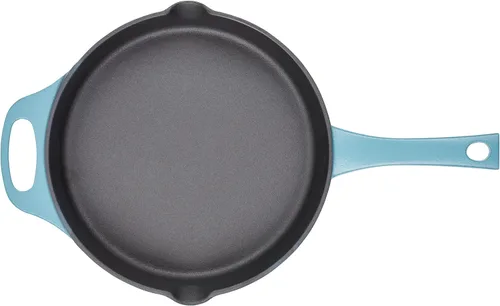 Vista 10 de Rachael Ray NITRO - Sartén de hierro fundido con mango auxiliar y boquillas de vertido, 12 pulgadas, color azul agave