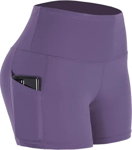 Vista 8 de CADMUS - Pantalones cortos deportivos de tiro alto para mujer, para yoga, acondicionamiento físico y correr, con bolsillos profundos