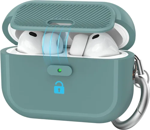 Vista 13 de TRONWIN Funda para AirPods Pro 2, [con bloqueo] Funda para AirPods Pro de una pieza (2ª/1ª generación), funda protectora completa de silicona suave